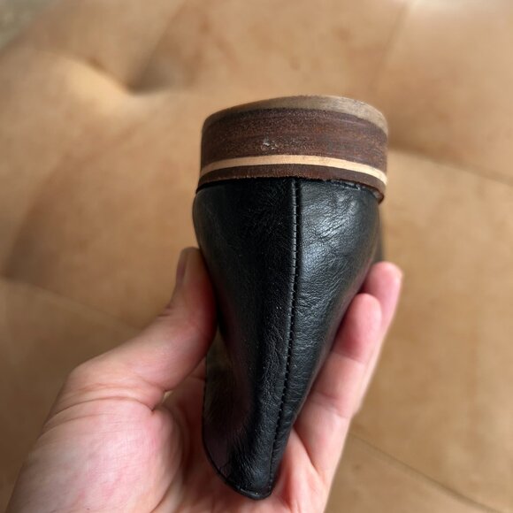 Theorie Black Leather Open-Toe Mules Minimal Modern Vegan Leather Sandal, 6.5 - Picture 10 of 12